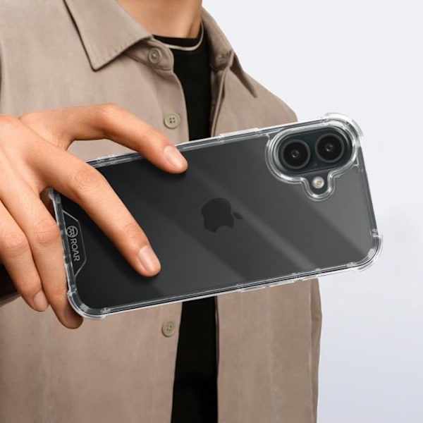 Skal till iPhone 16 Plus - ROAR - Armor Jelly - Stötsäker förstärkta hörn - Smal design - Transparent Transparent