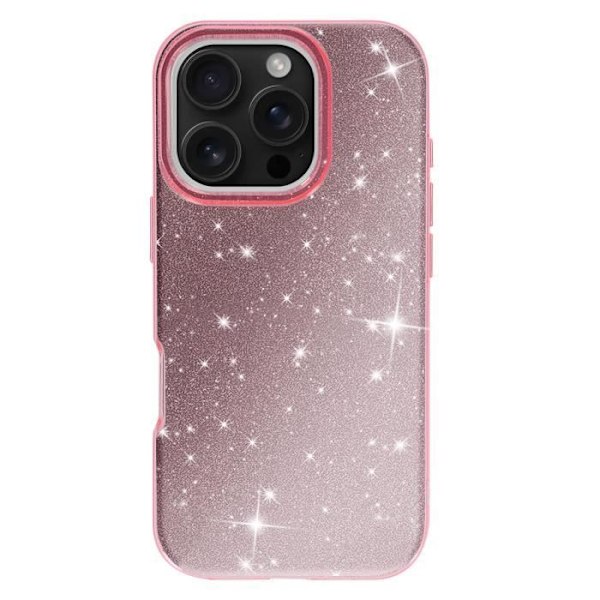 Iphone 16 Pro:n kimmeltävä, iskunkestävä, glitter-kuori, vaaleanpunainen Rosa