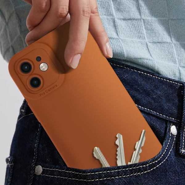 Skal till iPhone 11 - AVIZAR - Matt silikon - Förstärkt kameraskydd - Brun kastanj