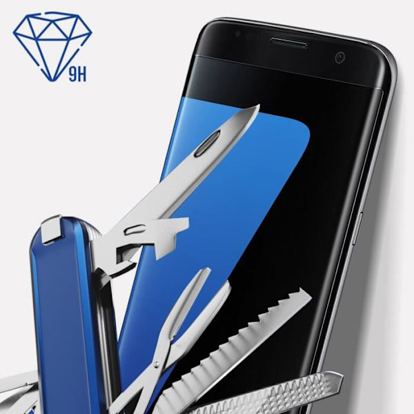 Kalvo Samsung S7:lle Edge Karkaistu lasi Vahvistetut reunat Kaareva Hardglass Max 3mk Musta