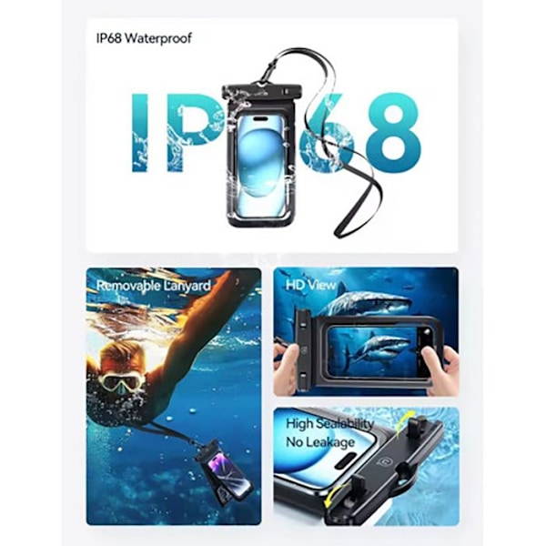 Vedenpitävä älypuhelimen kuori 7" Kaksoistasku IP68 Usams Musta Svart