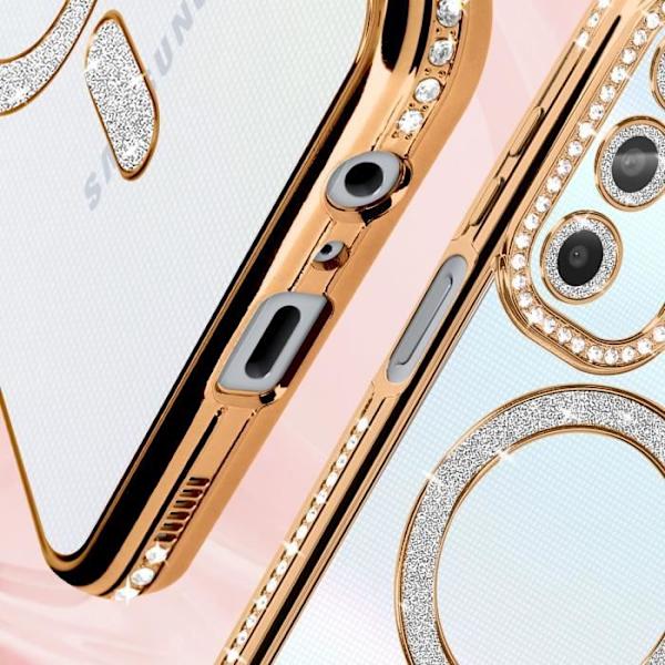 Diamantfodral till Samsung Galaxy A25 - AVIZAR - Gold Rhinestone Outline - Stel - Syntet - Blandat Gul