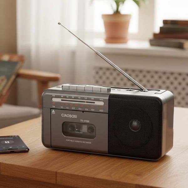 Radio Retro - AVIZAR - Retro - Bluetooth - Kassettspelare - AM/FM/SW-tuner Grå