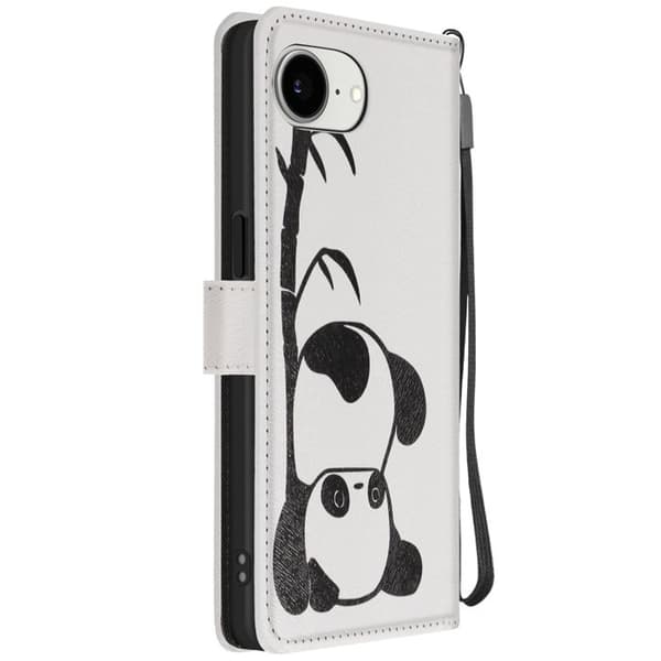 Plånboksfodral för iPhone 17 med Panda-mönster och Stöd samt Rem Vit / Svart Vit