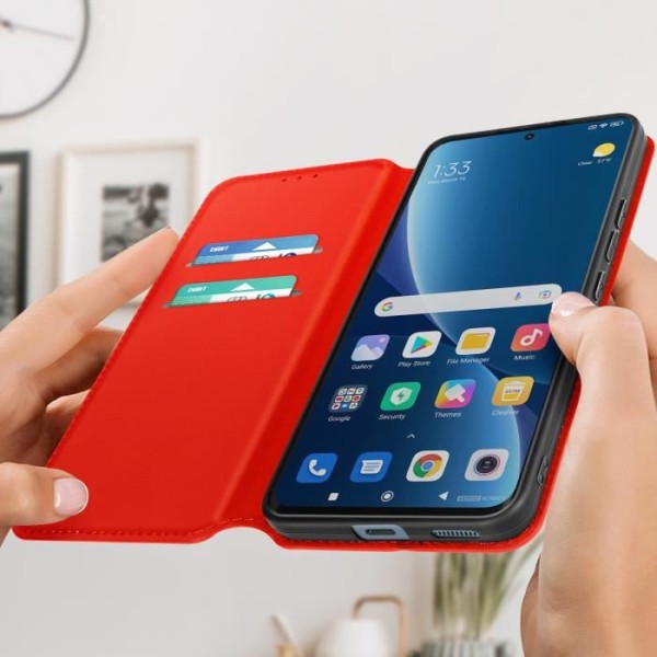 Xiaomi 12 Lite Case Flip Wallet Video Support punainen