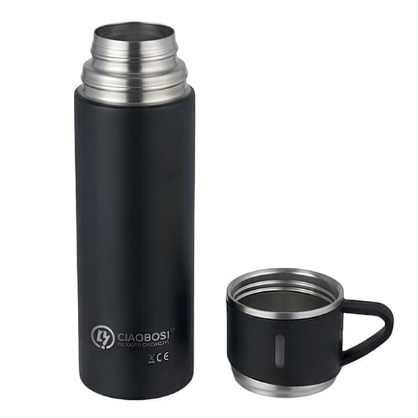 Vakuum Termos 500ml med Svart Tefilter Svart