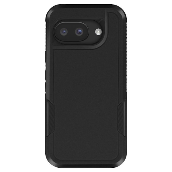 Iskunkestävä kuori Google Pixel 9a, vahvistettu, kova, musta silikonireunus Svart