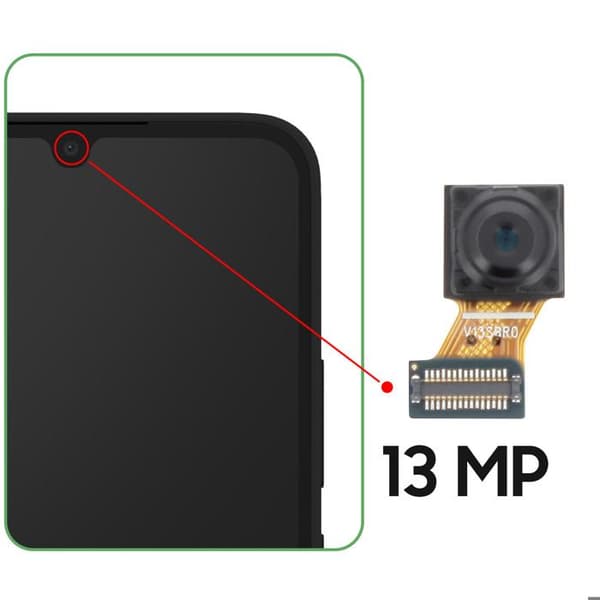 Originalt Frontkamera til Galaxy A34 5G Selfie Modul 13MP Service Pack Samsung Sort / Gul