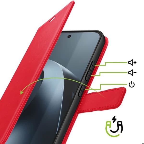 Pungetui til Xiaomi 17T Pro med håndledsrem og støtte Mayaxess Rød Röd