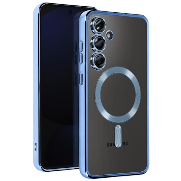 Coque MagSafe för Samsung Galaxy S24 FE Silikon Kontur Krom Blå Ljus Blå