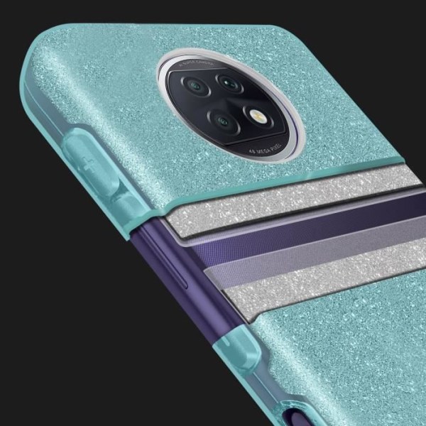 Skyddsfodral - Xiaomi - Redmi Note 9T 5G - Avtagbar paljetter - Halvstyvt silicone - Blå Blå