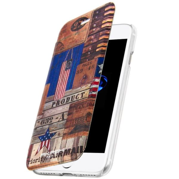 Etui iPhone 7/8 - Akashi US Airmail - Øko-læder - Klap - Rød