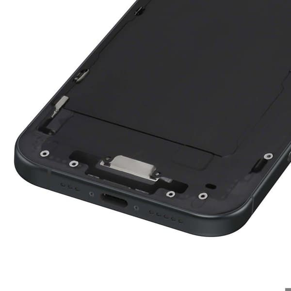 Centralt chassi för iPhone 16, exakt och säker passform, svart Svart