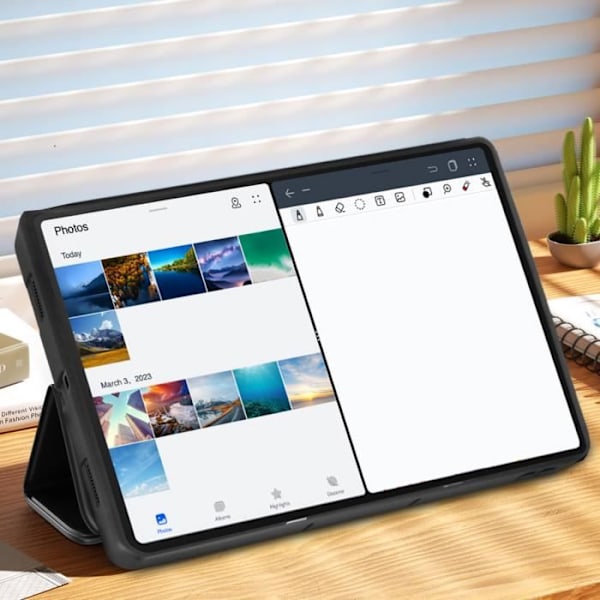 Etui til Lenovo Tab P12 - AVIZAR - Trifold - Sort kunstlæder - Videostøtte og tastatur - Fuld beskyttelse Svart