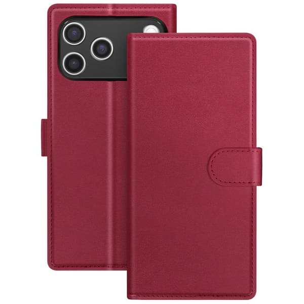 2-i-1 Plånboksfodral för iPhone 17 Pro Max med Avtagbart Skal Mayaxess Röd Röd