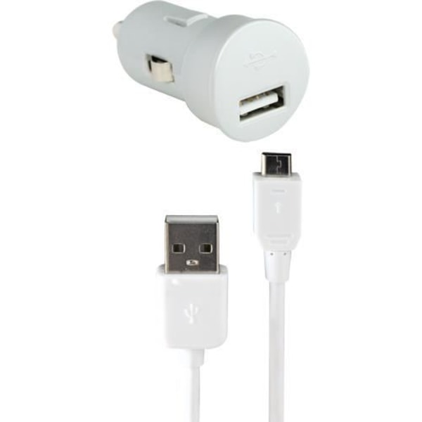 BBC mini billaddare 1A + microUSB kabel - Vit Vit