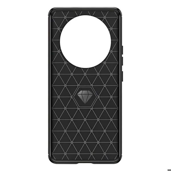 Silicone Cover til Honor Magic 8 Lite med Carbon Effekt Børstet Tekstur Sort Svart