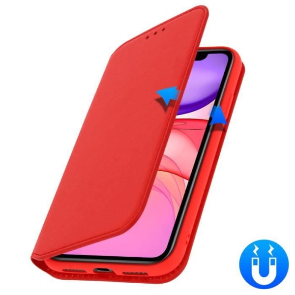 iPhone 11 Etui - AVIZAR - Folio Wallet Cover - Øko-læder Rød - Magnetisk - Supportfunktion Röd