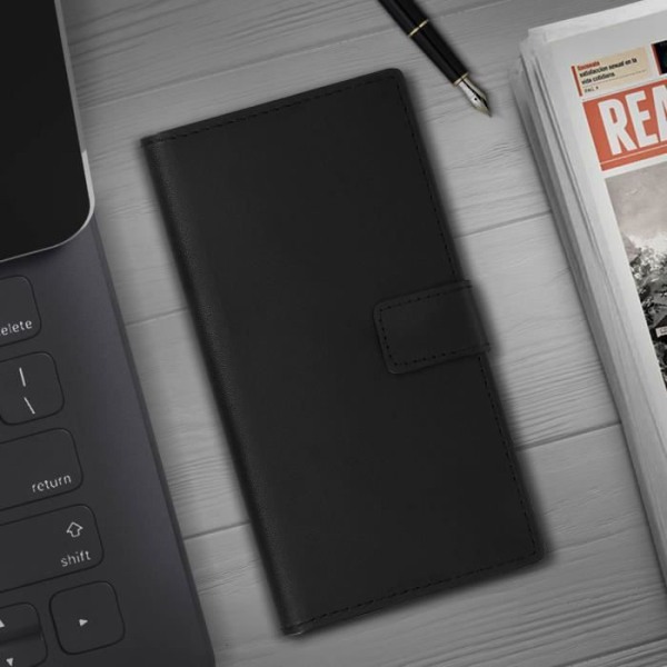 Housse - AVIZAR - Galaxy Note 10 Plus - Ægte læder - Stødabsorberende - Video støtte Svart