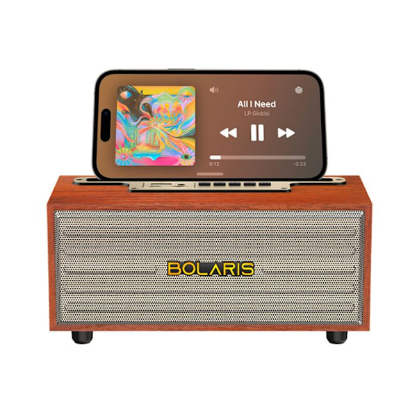 Trådlös Bluetooth 5.0-högtalare 8W Bronx med smartphone-station Retro Design Brun kastanj