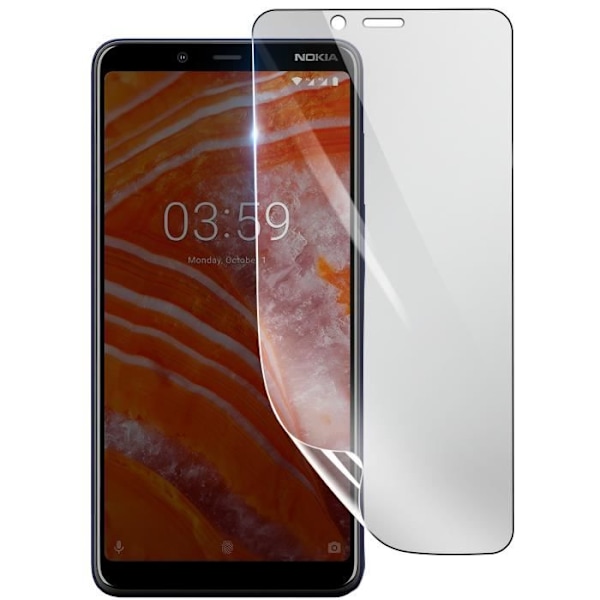 Näytönsuoja - 3MK - Nokia 3.1 Plus - Iskunkestävä Hydrogeeli - Läpinäkyvä - Naarmuuntumaton Transparent