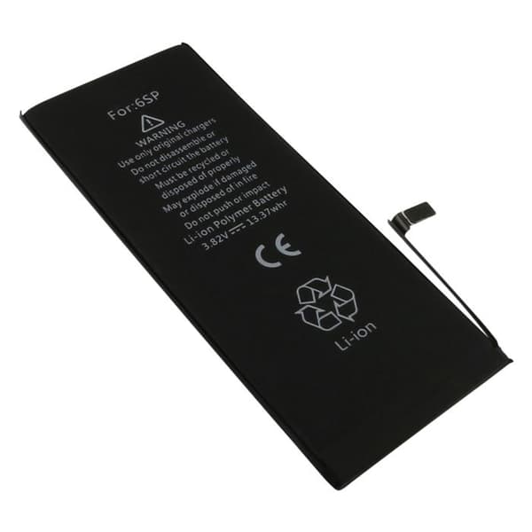 Lithium-polymer batteri 12,7Wh til smartphone iPhone 6S Plus kompatibel A1634 3500mAh sort Svart