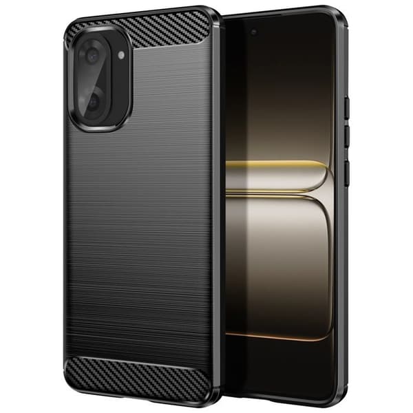 Coque - ADVARSEL - OnePlus Nord CE5 - Blød Silikone - Carbon Effekt - Beskyttelse mod Ridser Svart
