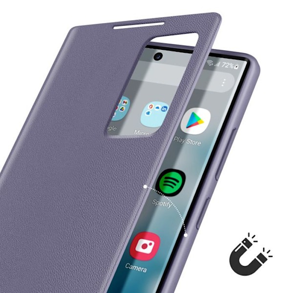 Nahkakuori Galaxy S22 Ultra Näyttöikkuna Korttipidike Laventeli Lila