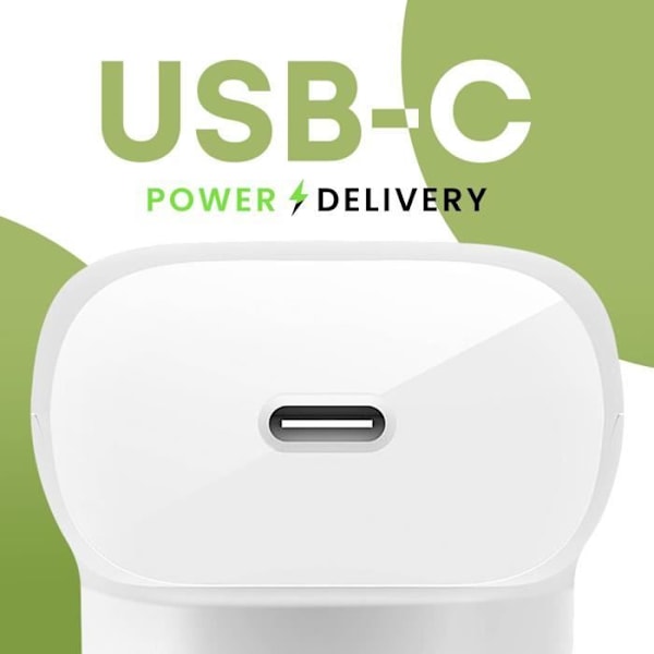Belkin Hvid USB C 30W Power Delivery PPS Flad og Kompakt Stikoplader Vit