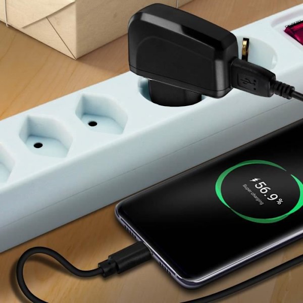 Laturi - Bluestar - 2A sovitin - USB Type C - 1m - Musta Svart