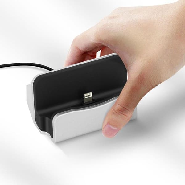 Lightning-laddningsdocka för iPhone Snabbladdning 18W med 1m kabel Silver Grå
