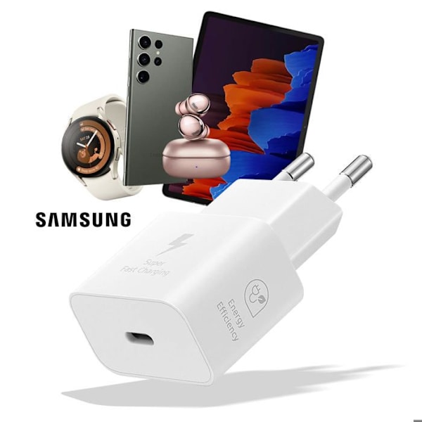 25W GaN USB-C netoplader, officielt Samsung produkt, Hvid Vit