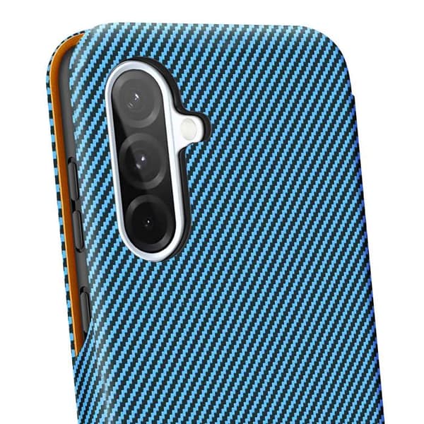 Fodral för Galaxy A37 Kolfiber Effekt med RFID-skyddande kortfack Blå Blå