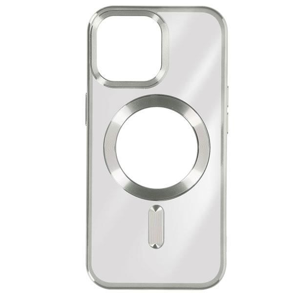 MagSafe Fodral för iPhone 15 Pro Silikonkameraskydd Krom Silver