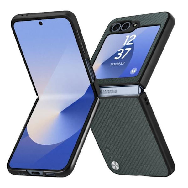 Etui til Samsung Galaxy Z Flip 6 Carbon Fiber Texture X-Level Mørkegrøn Grön