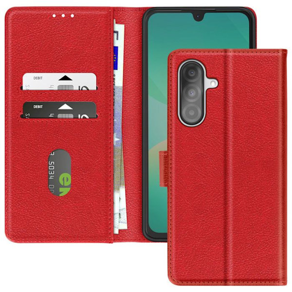 Etui til Samsung Galaxy A26 Klap Tegnebog og Video Støtte Rød Röd