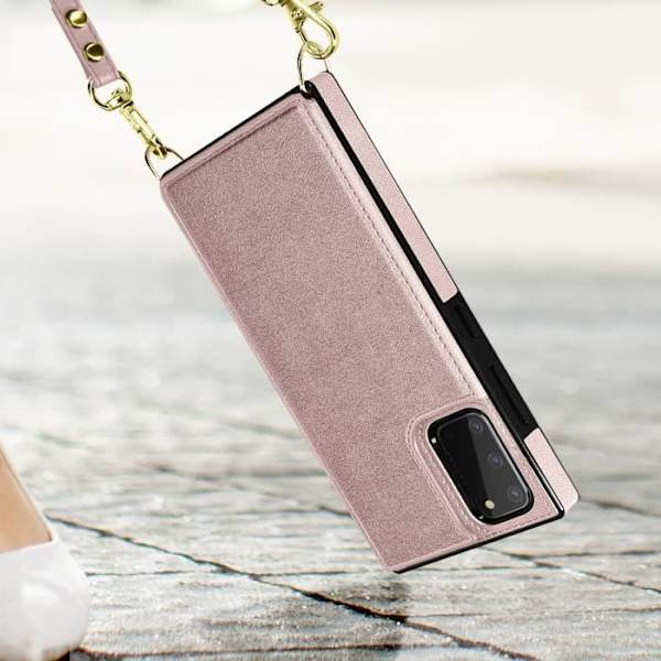 AVIZAR Skyddsfodral till Samsung Galaxy S20 - Rose Gold - Multifunktion med snodd Rose guld
