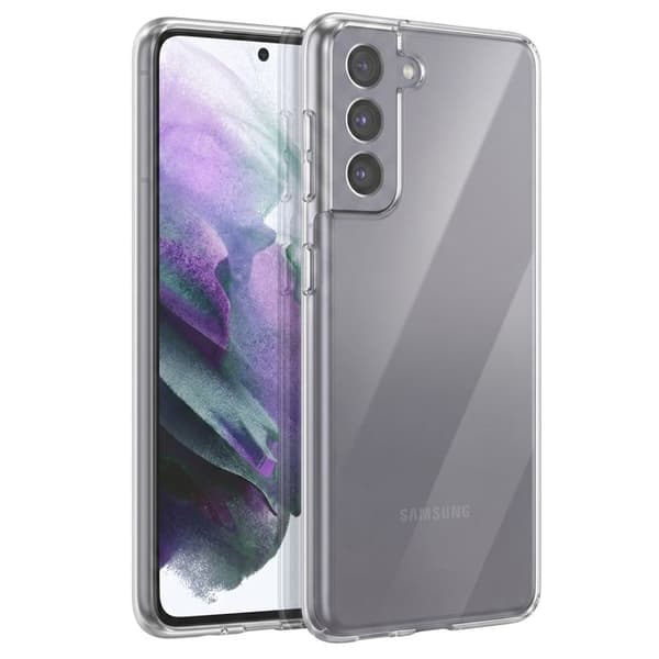 Silicone Gel Blød Cover til Galaxy S21 Stødabsorberende Beskyttelse Mayaxess Gennemsigtig Vit