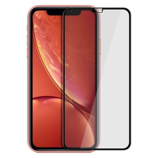 iPhone XR suojakalvo karkaistu lasi 9H viistetyt reunat 11D musta