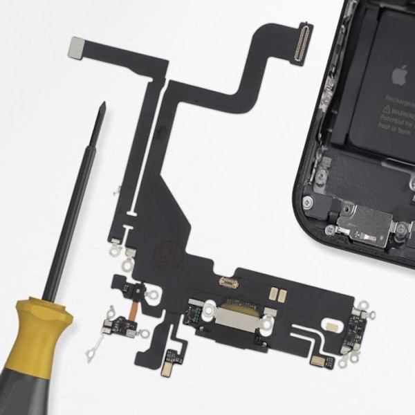 Laddningskontakt för iPhone 13 Pro - AVIZAR - Lightning Port + Mikrofon Svart Svart