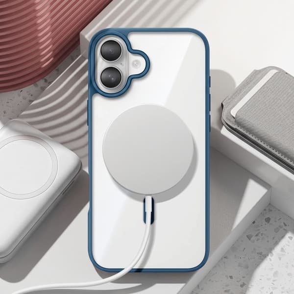 MagSafe-cover til iPhone 16 Plus med blød kant og forhøjet kamera Zanaé Mørkeblå Blå