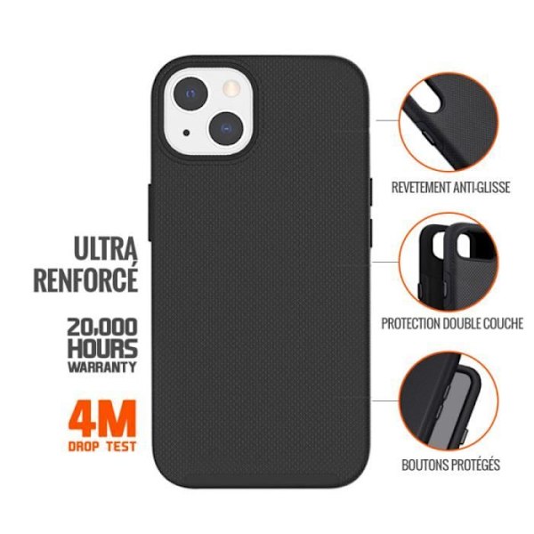 Skal för iPhone 14 Plus styvt med 2 ultraförstärkta anti-fall lager 4M Eiger Black Svart