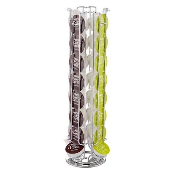 Dolce Gusto Capsule Dispenser - Cheffinger - 360° Roterande Slender Tower - Grå metall Grå