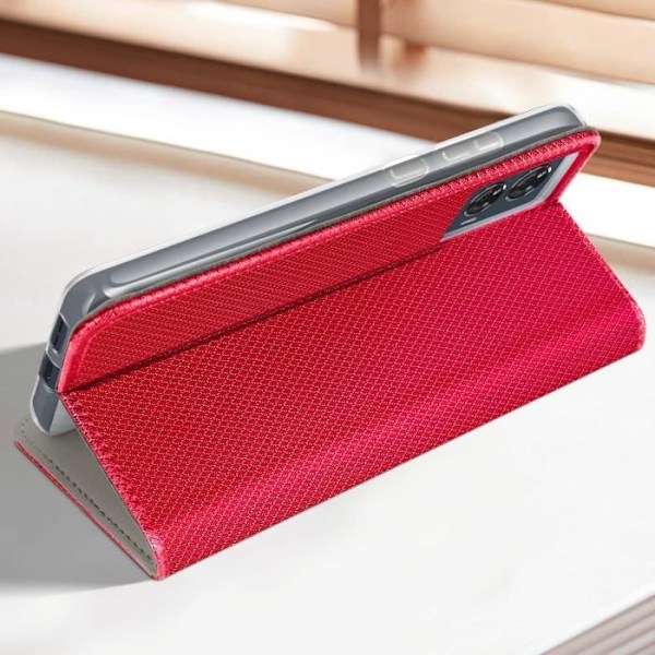 Etui för Motorola Edge 50 Fusion - AVIZAR - Röd - Semihård - Veganläder - Magnetiskt lock Röd