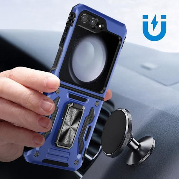 Ringetui til Samsung Galaxy Z Flip 5 Shockproof ArmoRing Bump Series Midnight Blue Blå