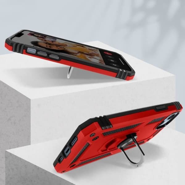 Coque iPhone 14 - AVISERA - Hybridhybridschock - Hållring - Röd - Två material Röd