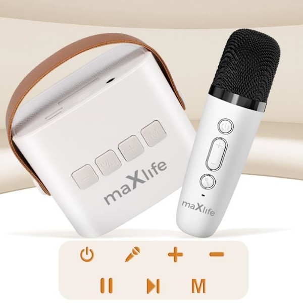 Trådløs Bluetooth-højttaler med mikrofon, bærbar, 5 timers batterilevetid, Maxlife, hvid Vit