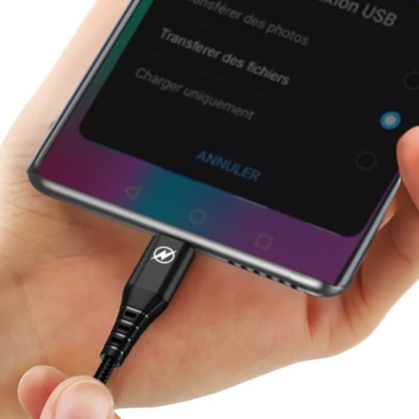 USB til USB C-kabel - LINQ - 1,5 m - Flettet nylon - Opladning og filoverførsel - Sort Svart