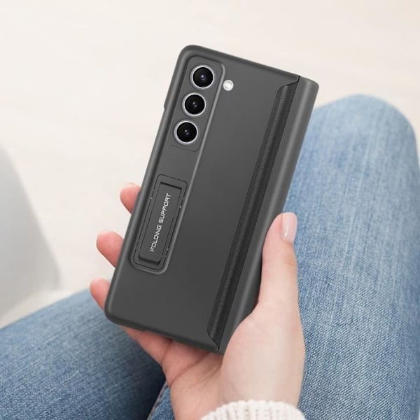 Fodral till Samsung Galaxy Z Fold 5 - AVIZAR - Hårt - Stativ - Magnetisk Stylushållare - Svart Svart