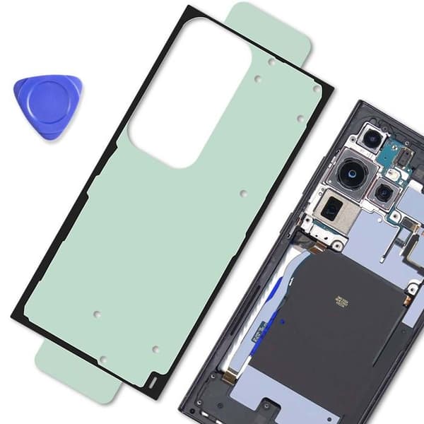Batteri Dæksel Klæbemiddel til Galaxy S23 Ultra Service Pack Samsung Sort / Grøn Grön